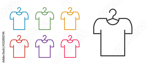 Set line T-shirt on hanger icon isolated on white background. Set icons colorful. Vector