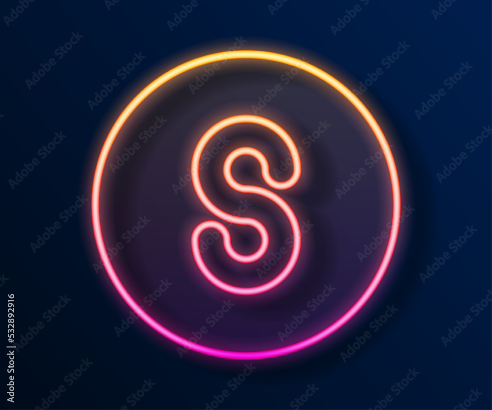 Naklejka premium Glowing neon line Compass south icon isolated on black background. Windrose navigation symbol. Wind rose sign. Vector