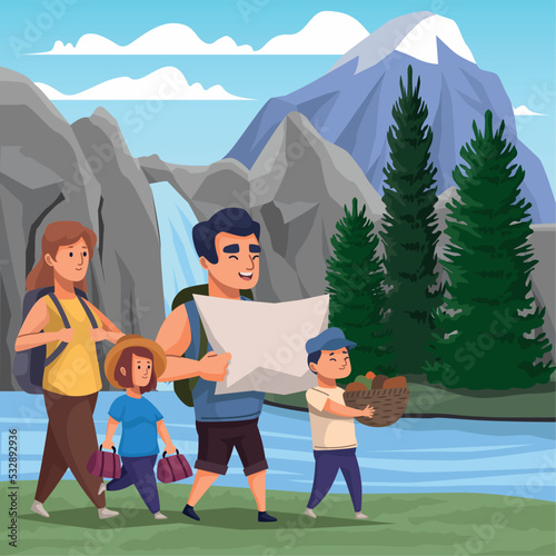 travelers family in the landscape