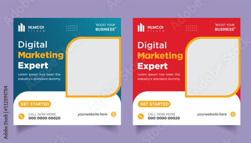Digital marketing agency social media post design and web banner template