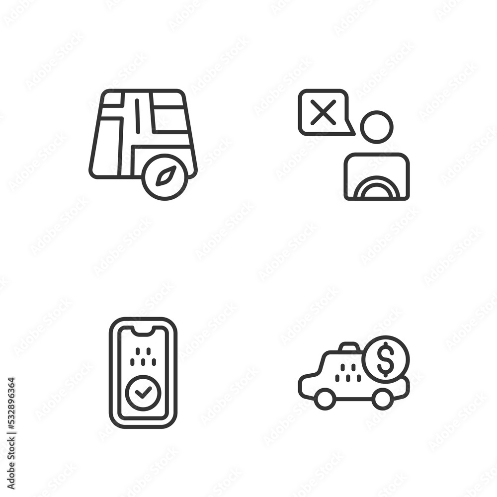 Set line Taximeter device, mobile app, Location taxi car and driver icon. Vector Set line Taximeter device, mobile app, Location taxi car and driver icon. Vector
