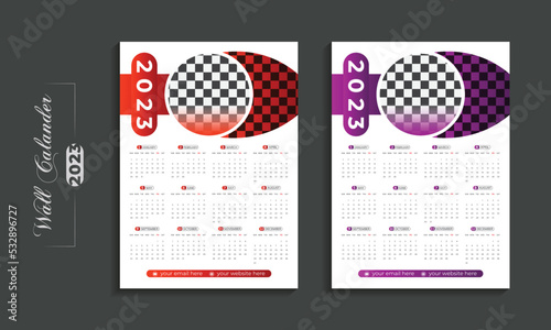 2023 modern wall calendar design template for the new year