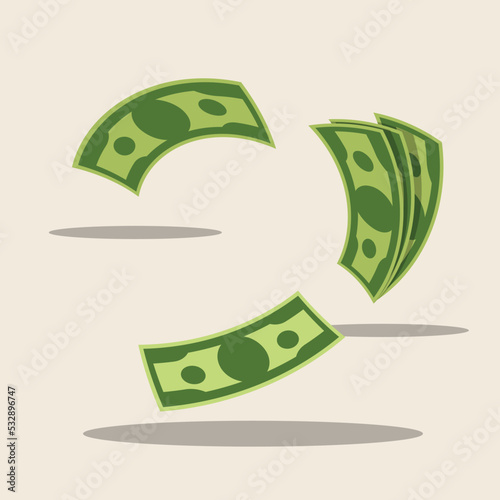 Money flying background, vector finance illustration