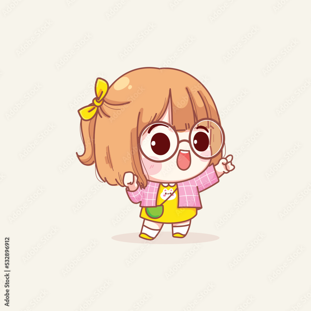 Young girl in different gestures cartoon illustration Young girl in different gestures cartoon illustration