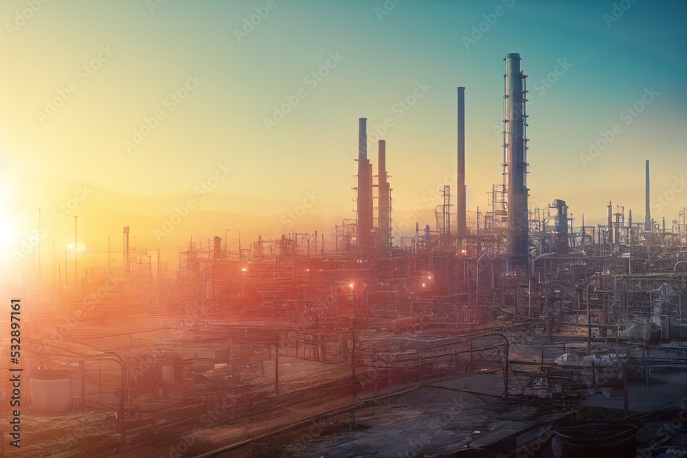 Fototapeta premium Dystopian petrochemical plant