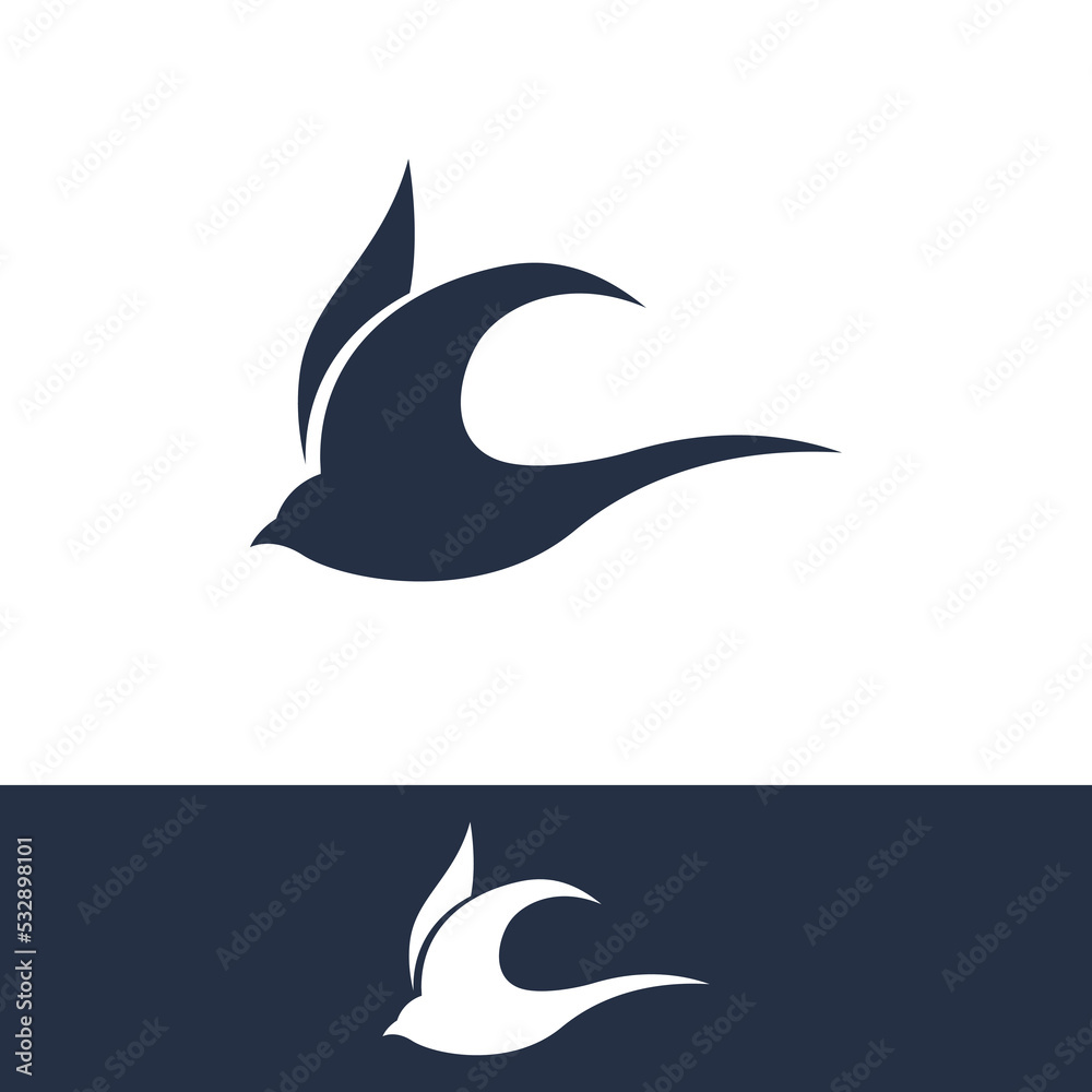 Simple logo template design silhouette of a martin martlet swallow flying hovering. Simple logo template design silhouette of a martin martlet swallow flying hovering.