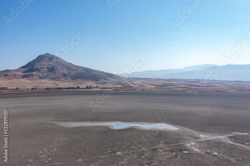 Extreme drought condition on a lake. Climate change, global warming concept
