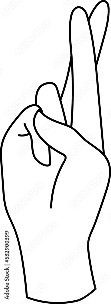 Minimal Hand Fingers Crossed Line Art Minimal Hand Fingers Crossed Line Art