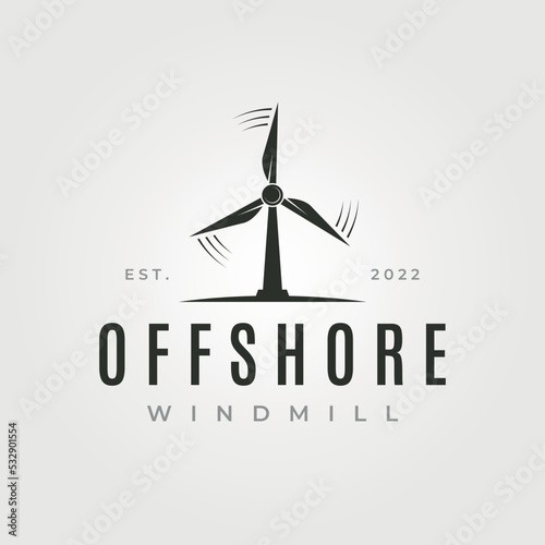 offshore windmill vintage logo vector symbol illustration design