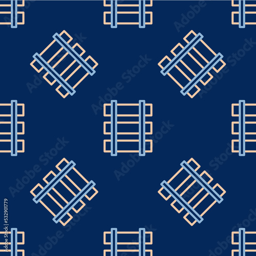 Line Railway barrier icon isolated seamless pattern on blue background. Vector