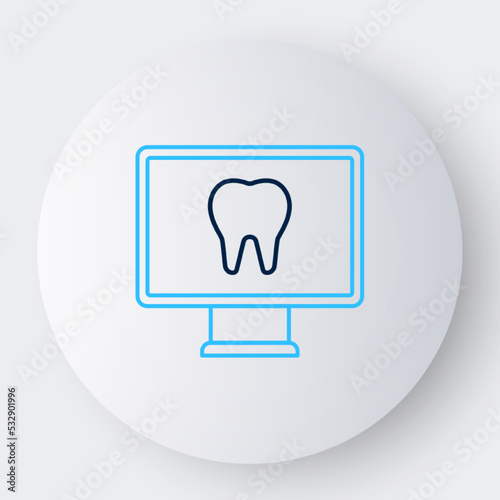 Line Online dental care icon isolated on white background. Dental service information call center. Colorful outline concept. Vector