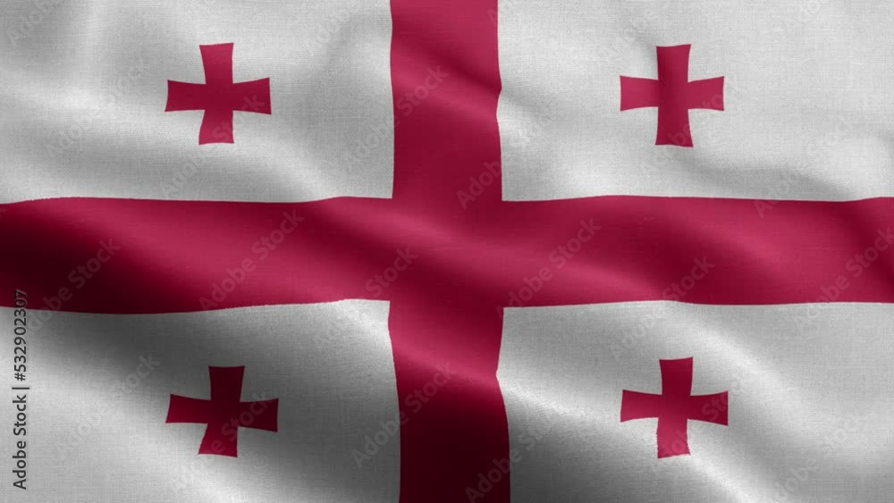 Flag Of Georgia - Georgia Flag High Detail - National flag Georgia wave Pattern loopable Elements - Fabric texture and endless loop - Highly Detailed Flag - The flag of fluttering in the wind - Flag