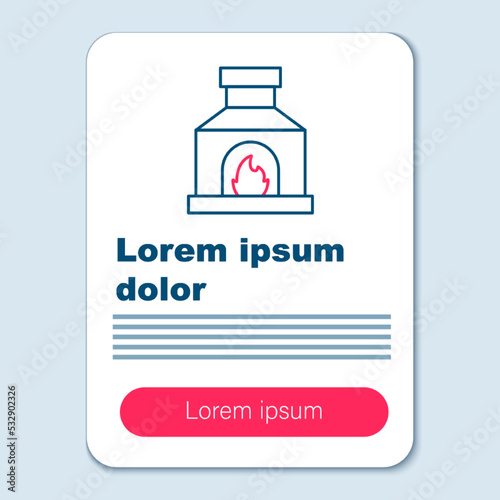 Line Blacksmith oven icon isolated on grey background. Colorful outline concept. Vector