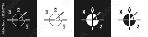 Set Trigonometric circle icon isolated on black and white background. Vector