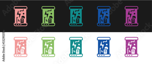 Set Futuristic cryogenic capsules or containers icon isolated on black and white background. Cryonic technology for humans or cryogenic chamber. Vector