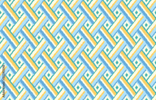 seamless geometric pattern. Tribal Art Ikat Ogee in traditional classic. based on ikat fabric style. Vector illustration.