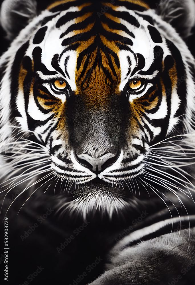 Fototapeta premium Tiger realistic drawing illustration