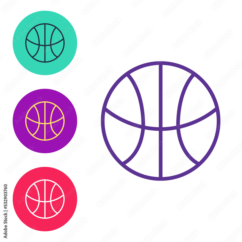 Set line Basketball ball icon isolated on white background. Sport symbol. Set icons colorful. Vector Set line Basketball ball icon isolated on white background. Sport symbol. Set icons colorful. Vector