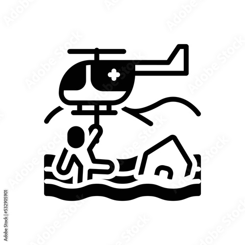 Black solid icon for rescue