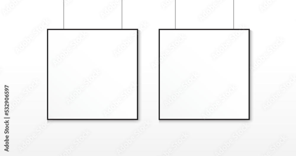 White Square Canvas Hanging Showcase Mockup Brand Identity Promotion Template White Square Canvas Hanging Showcase Mockup Brand Identity Promotion Template