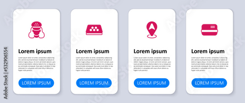 Set Credit card, Location taxi, Taxi roof and driver. Business infographic template. Vector