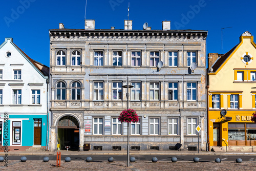 City council building at Rynek main market square in historic old town quarter of Trzebiatow in Poland