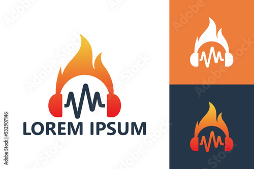 Hot music logo template design vector