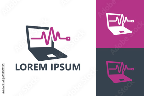 Pulse laptop logo template design vector