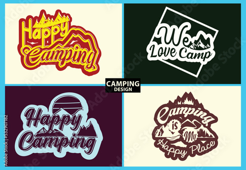 Camping new t shirt and sticker design template 
