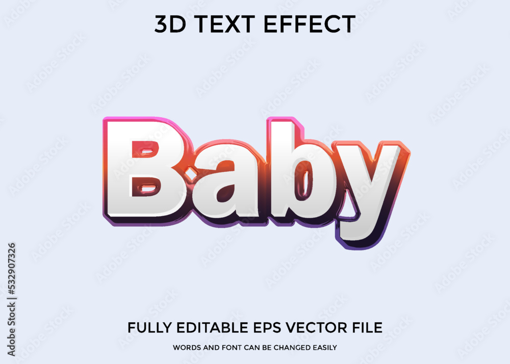 Baby 3D,Text Effect, Editable 3D Text Style Baby 3D,Text Effect, Editable 3D Text Style