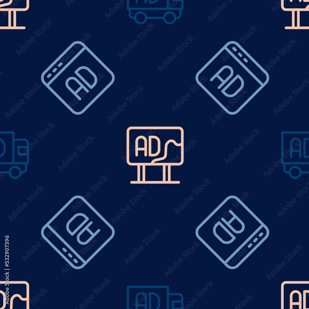 Set line Advertising on truck, and on seamless pattern. Vector Set line Advertising on truck, and on seamless pattern. Vector