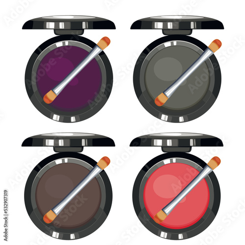 Makeup eye shadow isolated, eue shadow case with mirror top view for beauty salon, beauty blogger,  fashion and lifestyle	
