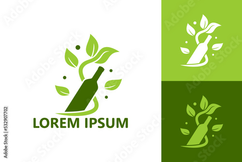 Plant drink bottle logo template design vector