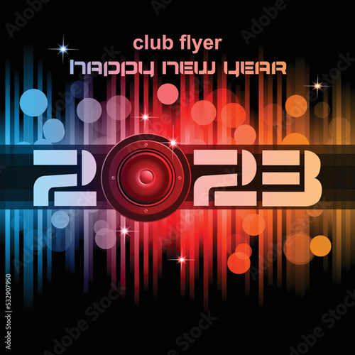 Disco club flyer with colorful elements. Ideal for poster and music background.