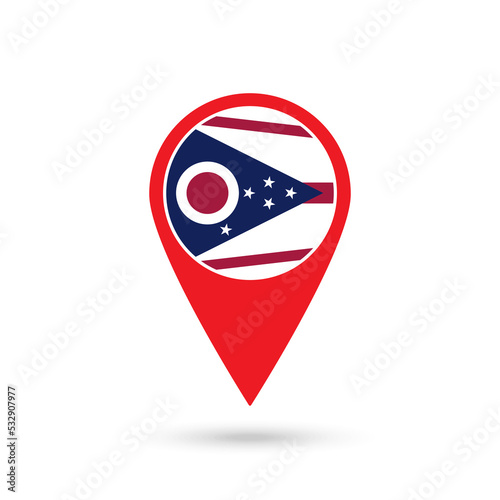 Free Download Map pointer with flag of Ohio. Vector illustration. - GFXLoad