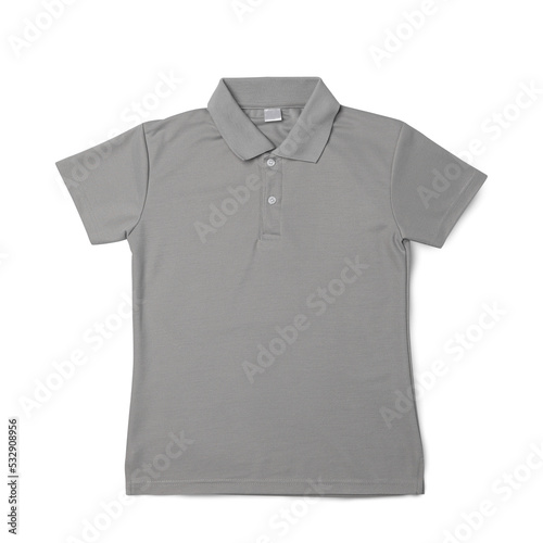 Gray polo shirt mockup, Png file.