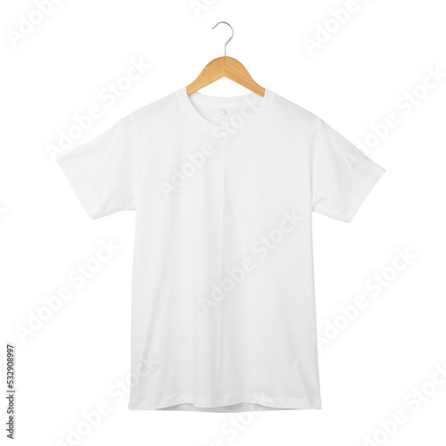 White T shirt mockup hanging, Realistic t-shirt.