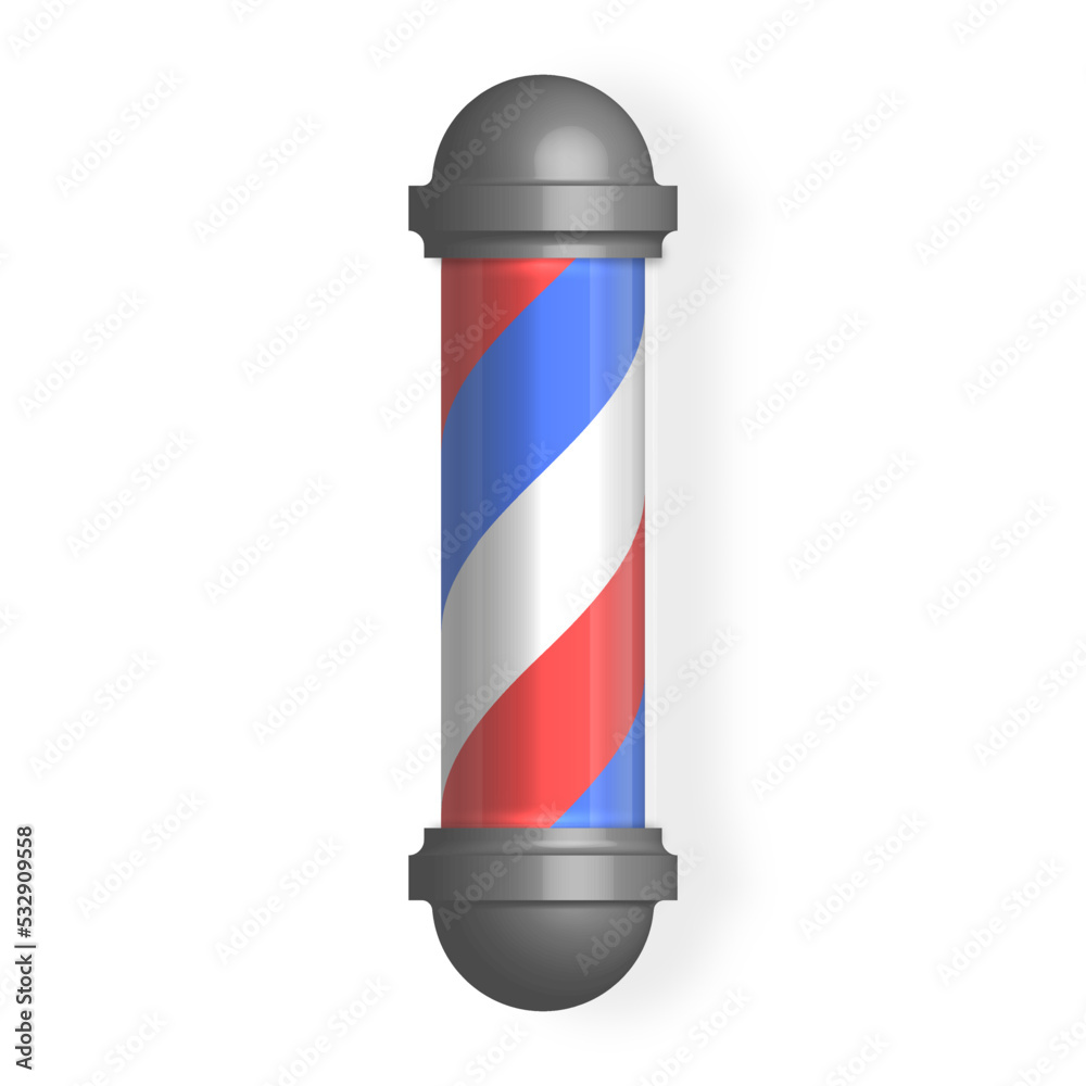 Barber pole signboard with shadow, 3D vector illustration. Barber pole signboard with shadow, 3D vector illustration.