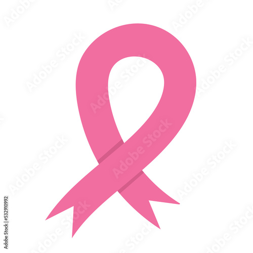 Simple minimalist Breast Cancer Awareness Month symbol - pink ribbon. Clip art element for banner, poster, invitation design. Vector illustration isolated on white background