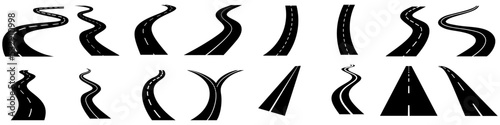 Road icon vector set. route illustration sign collection. trip symbol or logo.