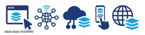 Digital platform vector icon set. Online application illustration. Web layer for app symbol.