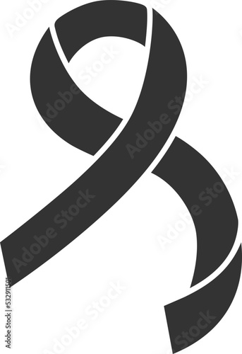 Vector illustration black ribbon. Mourning and melanoma symbol.