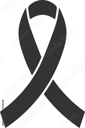 Vector illustration black ribbon. Mourning and melanoma symbol.