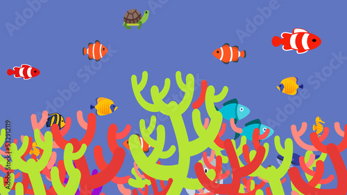 pattern with colorful fishes