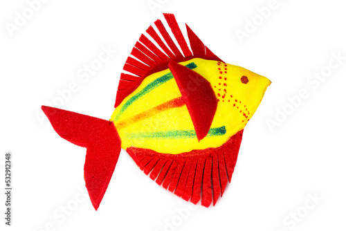 a foam made decorative fish. this handcrafted toy popular in bangali new year festival or boishakhi mela in Bangladesh. traditional and heritage of Bengali couture.