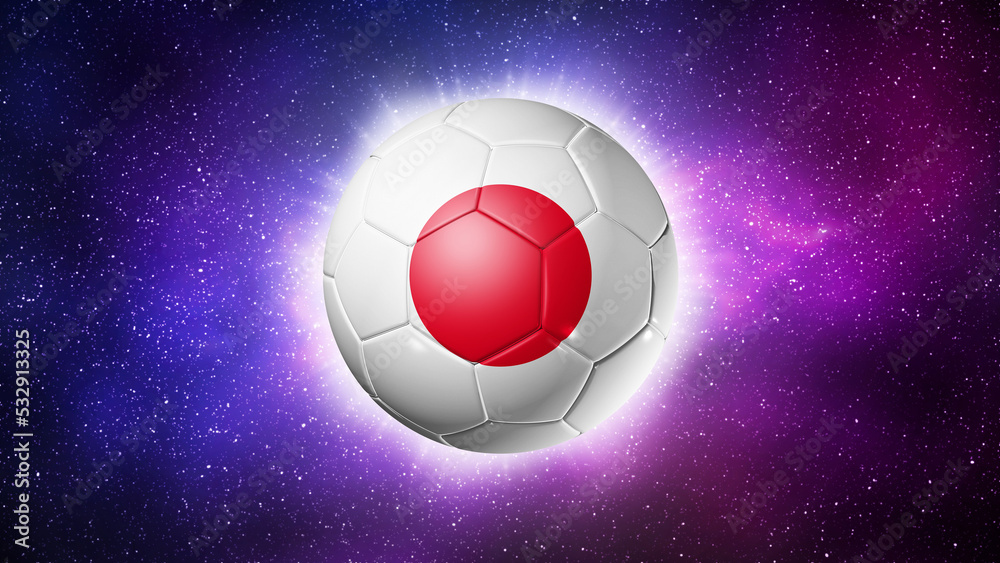 Fototapeta premium Soccer football ball with Japan flag. Space background. Illustration