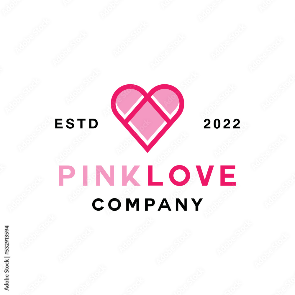 Monoline Love Logo vector design graphic for badge emblem