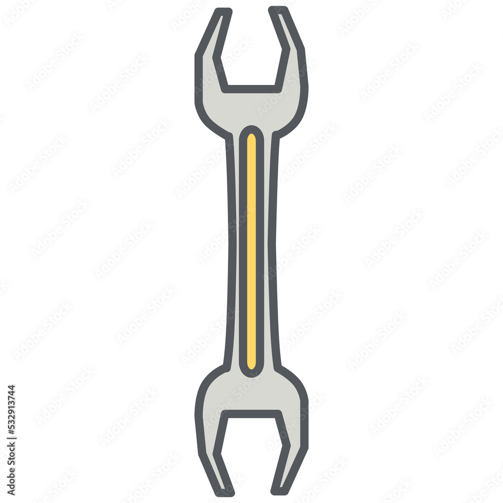 double sided wrench construction tools icon set collection