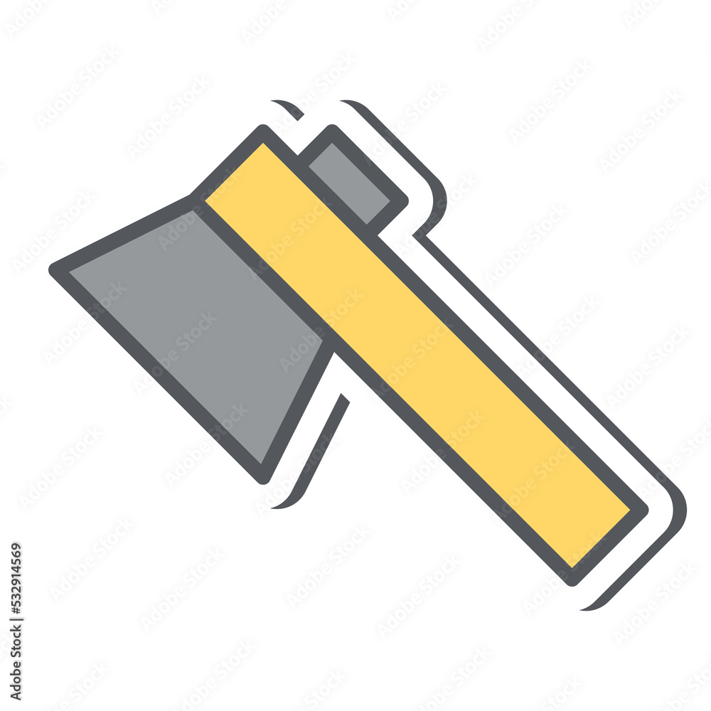 one side axe minimalist construction tools sticker collection set