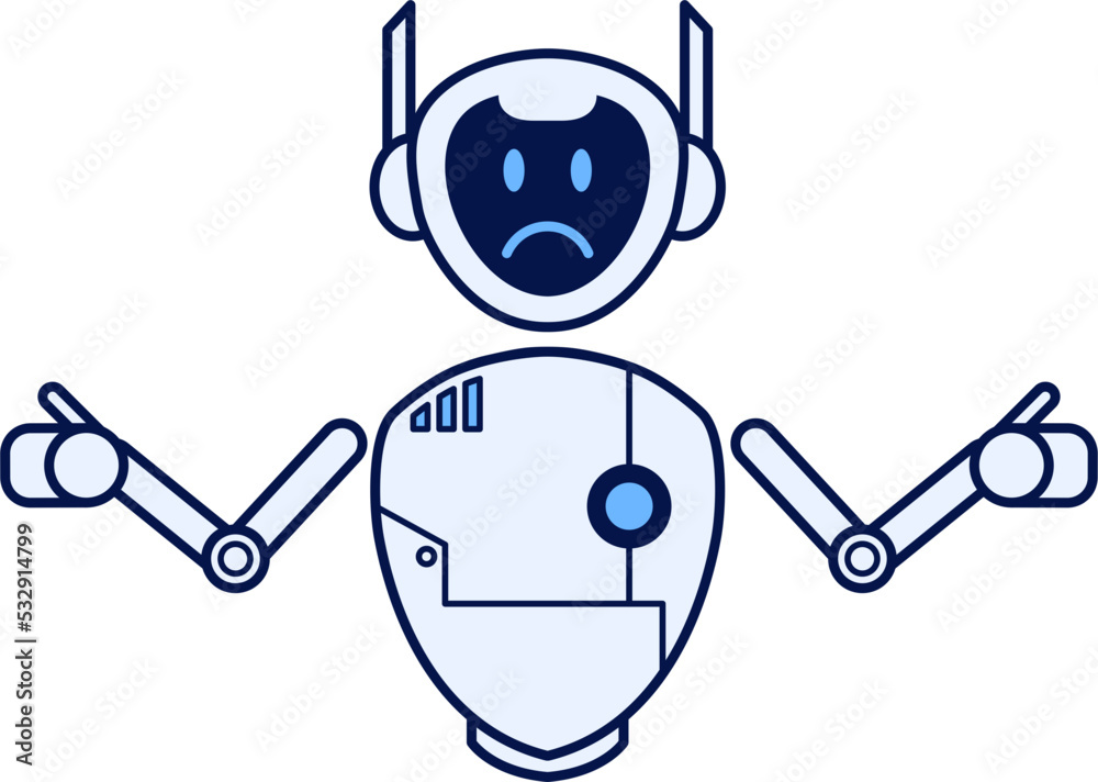 Robot character with asking gesture Robot character with asking gesture